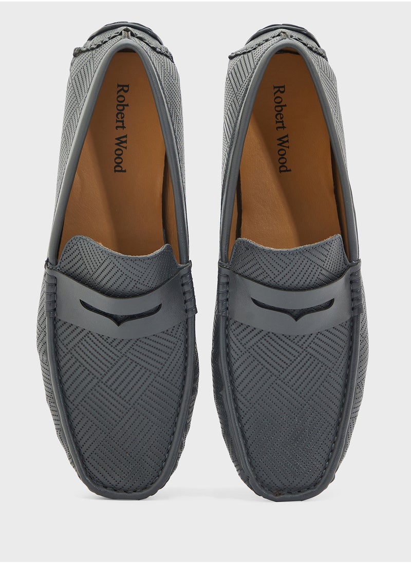Perforation Detail Casual Loafers