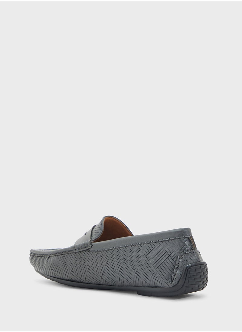 Perforation Detail Casual Loafers