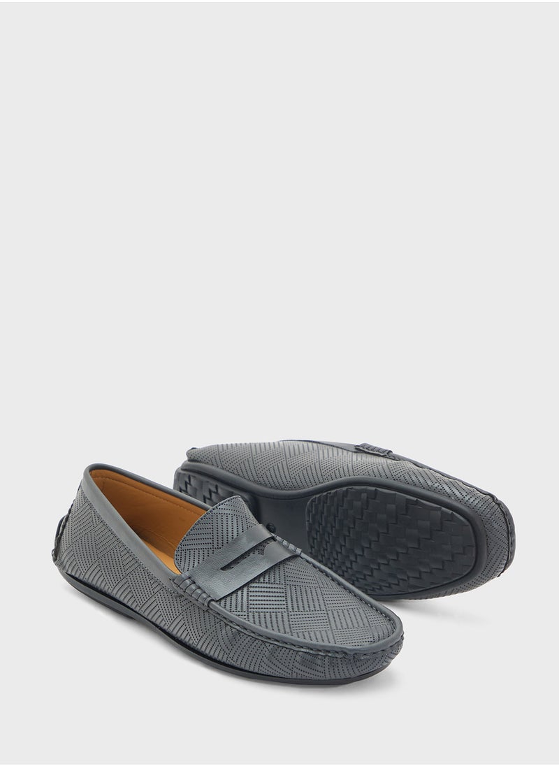 Perforation Detail Casual Loafers