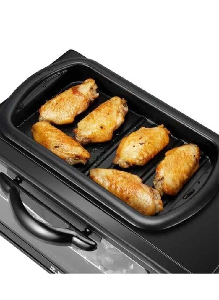 3 in-1 Multifunctional Breakfast Maker: 1250W with Drip Coffee Machine, Oven, and Top Tray for Frying and Warming