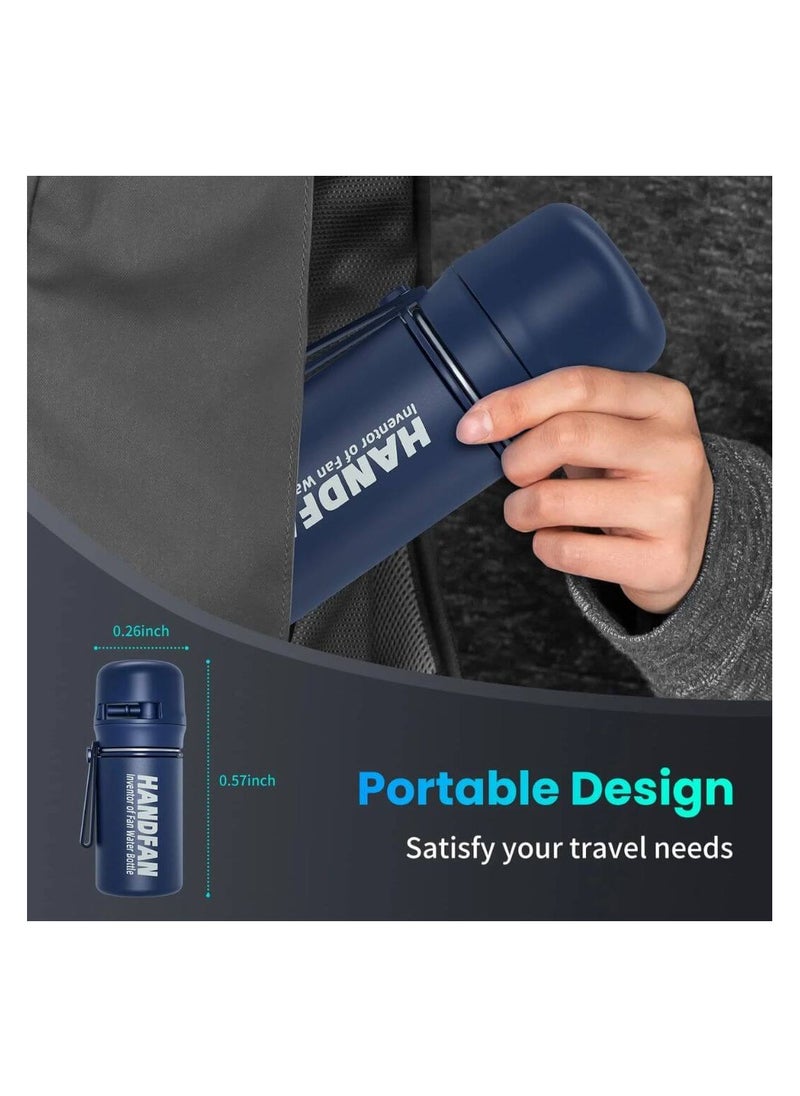 HandFan Water Bottle with Fan 12oz/24oz Hot & Cold Blue