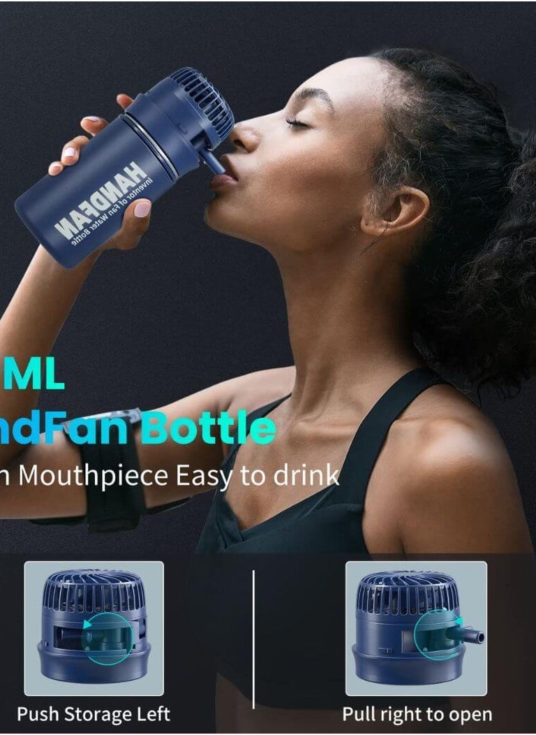 HandFan Water Bottle with Fan 12oz/24oz Hot & Cold Blue