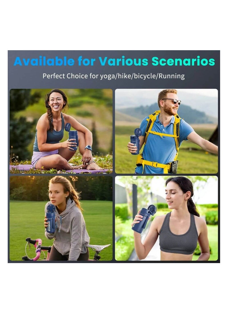 HandFan Water Bottle with Fan 12oz/24oz Hot & Cold Blue