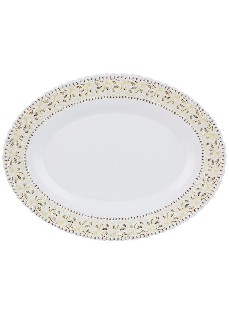 Larah by Borosil Ora Gold Fluted Series Opalware Dinner Set | 36 Pieces for Family of 8 | Microwave & Dishwasher Safe | Bone-Ash Free | Crockery Set for Dining & Gifting | Plates & Bowls | White