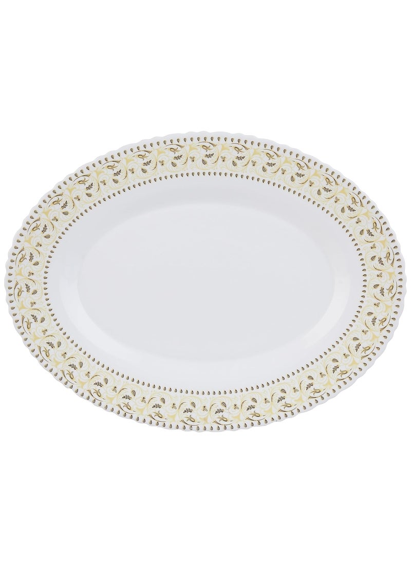 Larah by Borosil Ora Gold Fluted Series Opalware Dinner Set | 36 Pieces for Family of 8 | Microwave & Dishwasher Safe | Bone-Ash Free | Crockery Set for Dining & Gifting | Plates & Bowls | White