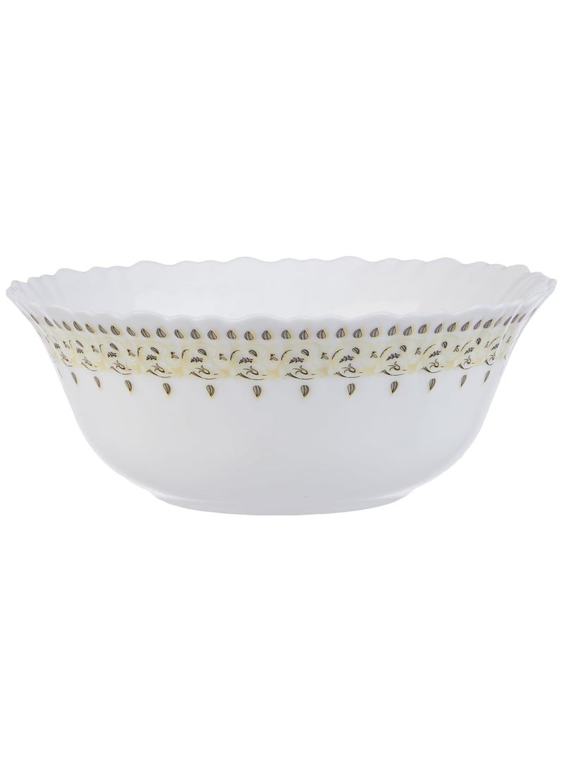 Larah by Borosil Ora Gold Fluted Series Opalware Dinner Set | 36 Pieces for Family of 8 | Microwave & Dishwasher Safe | Bone-Ash Free | Crockery Set for Dining & Gifting | Plates & Bowls | White
