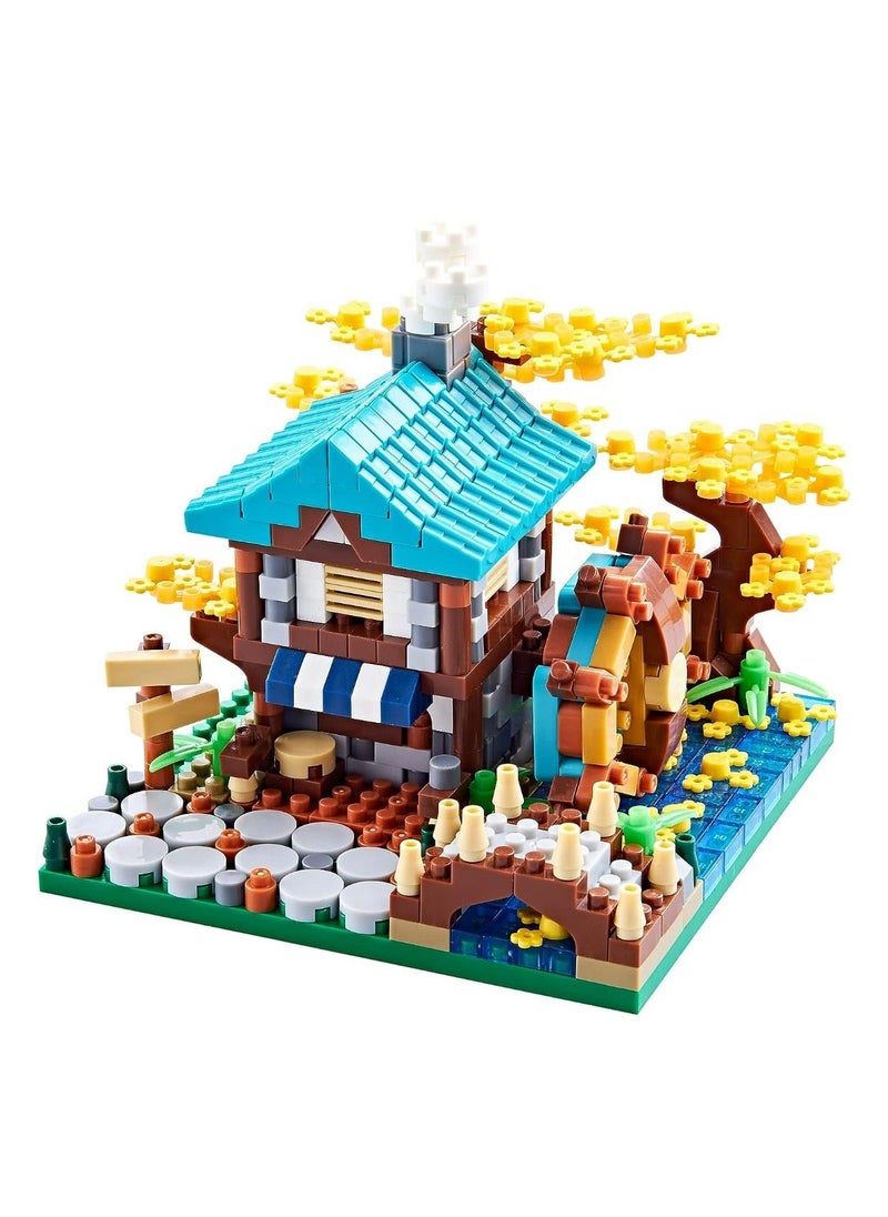Autumn Flower Treehouse Micro Mini Blocks Building Sets for Adults Tree and Plants Modle Kit Creative DIY Gift for Kids.(625 pcs with 2 Figures)