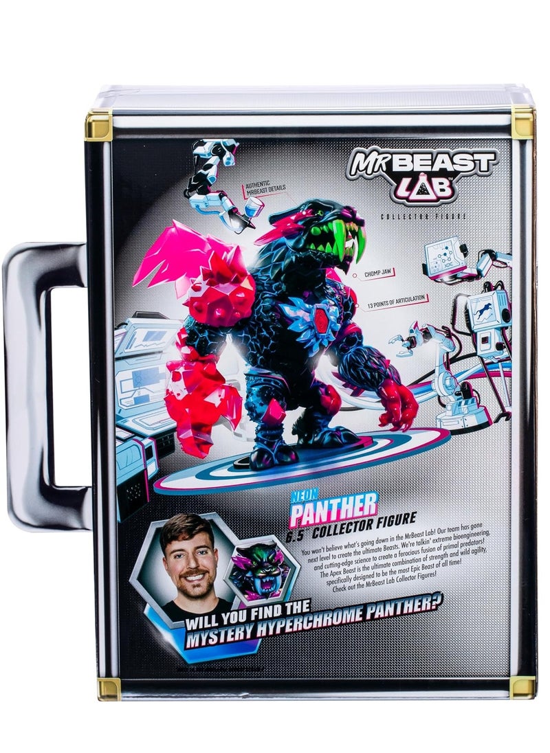 MrBeast Lab Apex Beast Neon Panther Collector Figure, Standing at 6.5 Inches/16.5cm Tall, with Extreme Detailing, Premium Packaging, 13 Points of Articulation and Chomp Jaw