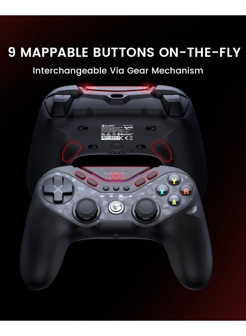 Tarantula T3 Pro Wireless Gaming Controller Switchable Face Buttons & Mag-Res TMR Joysticks, 9 Mappable Buttons, RGB Lighting,1200mAh Multi-Platform Controller for Android iOS PC Switch