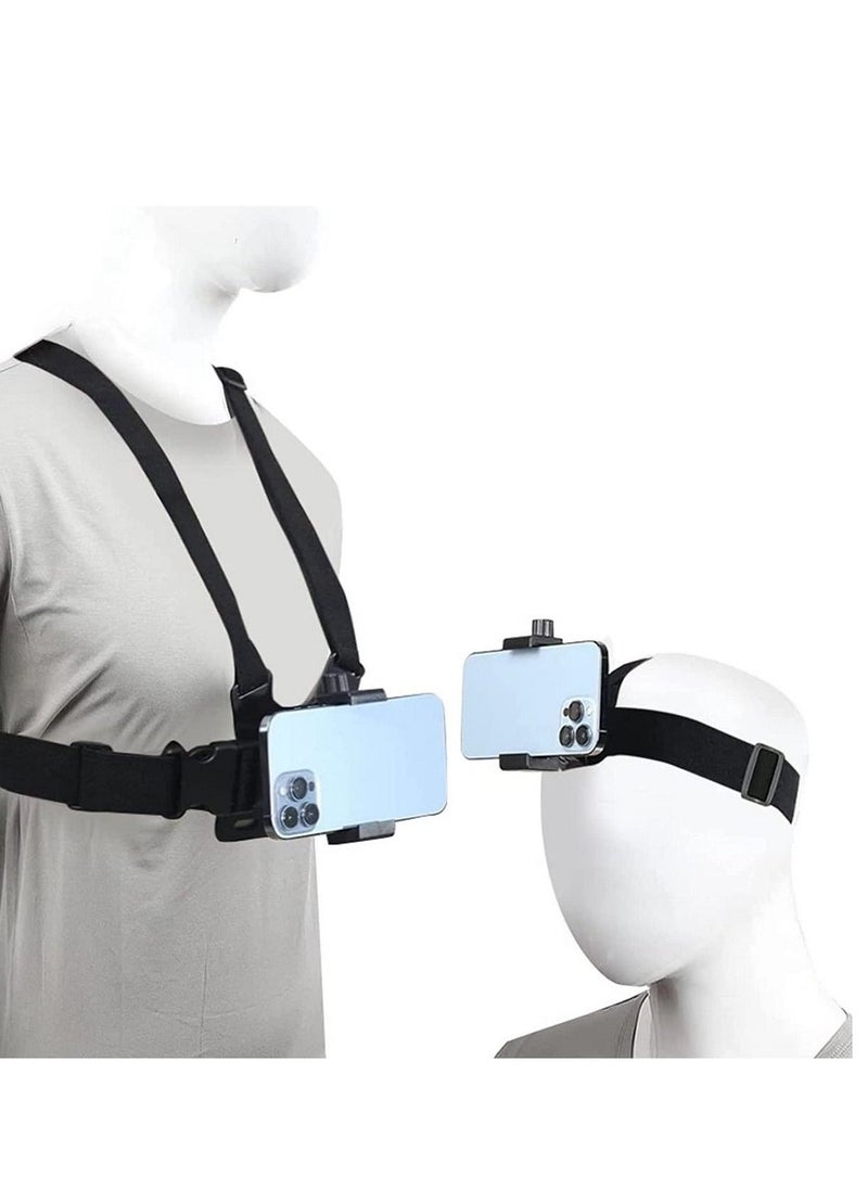 Universal Chest Harness and Head Strap Kit for POV and VLOG Videos  Compatible with iPhone Samsung GoPro Hero 5 to 9 Action Cameras and Cell Phones  Ideal for Video Shooting Accessories