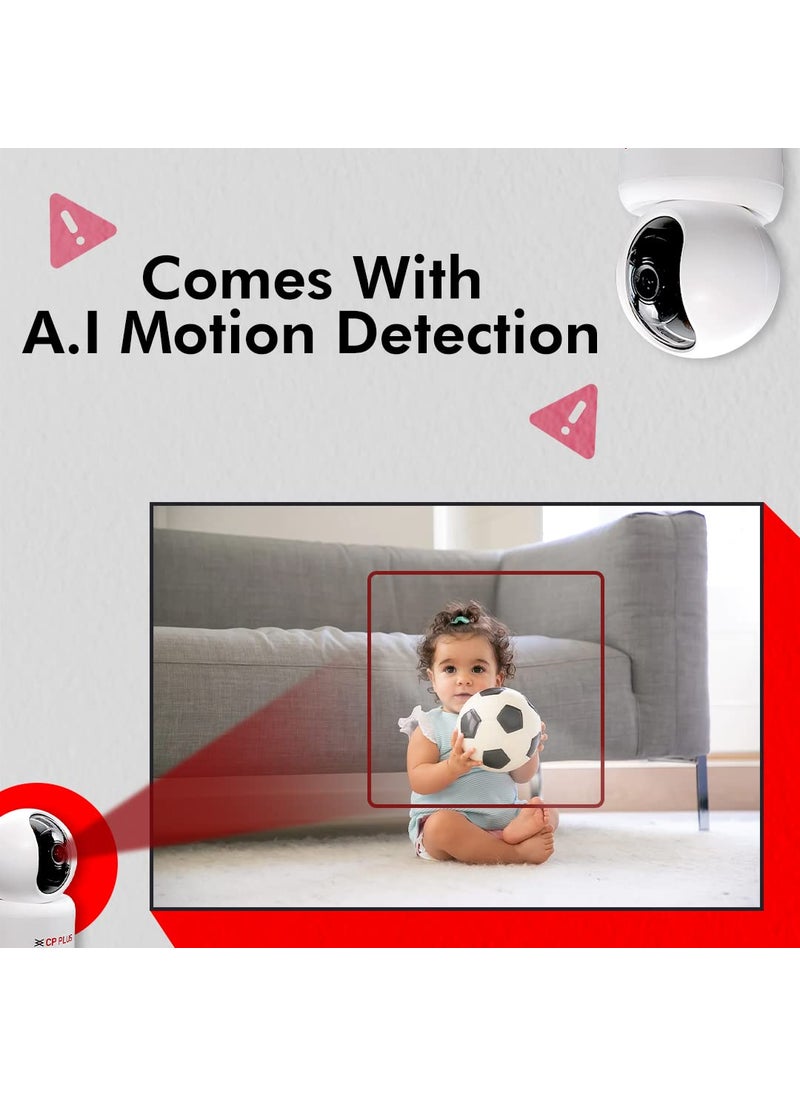 (Refurbished) CP PLUS 3 MP Full HD Smart Wi-fi CCTV Camera | 360° Pan & Tilt | View & Talk | Motion Aler