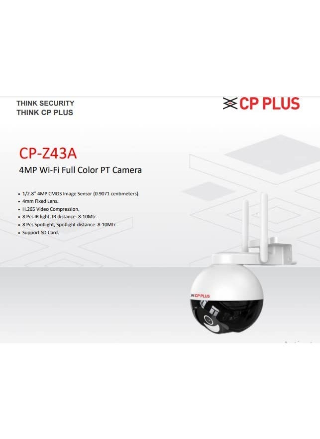 (Refurbished) CP PLUS 4MP Wi-fi Full Color Outdoor Smart Security Camera | 360˚ with Pan & Tilt | Two Wa