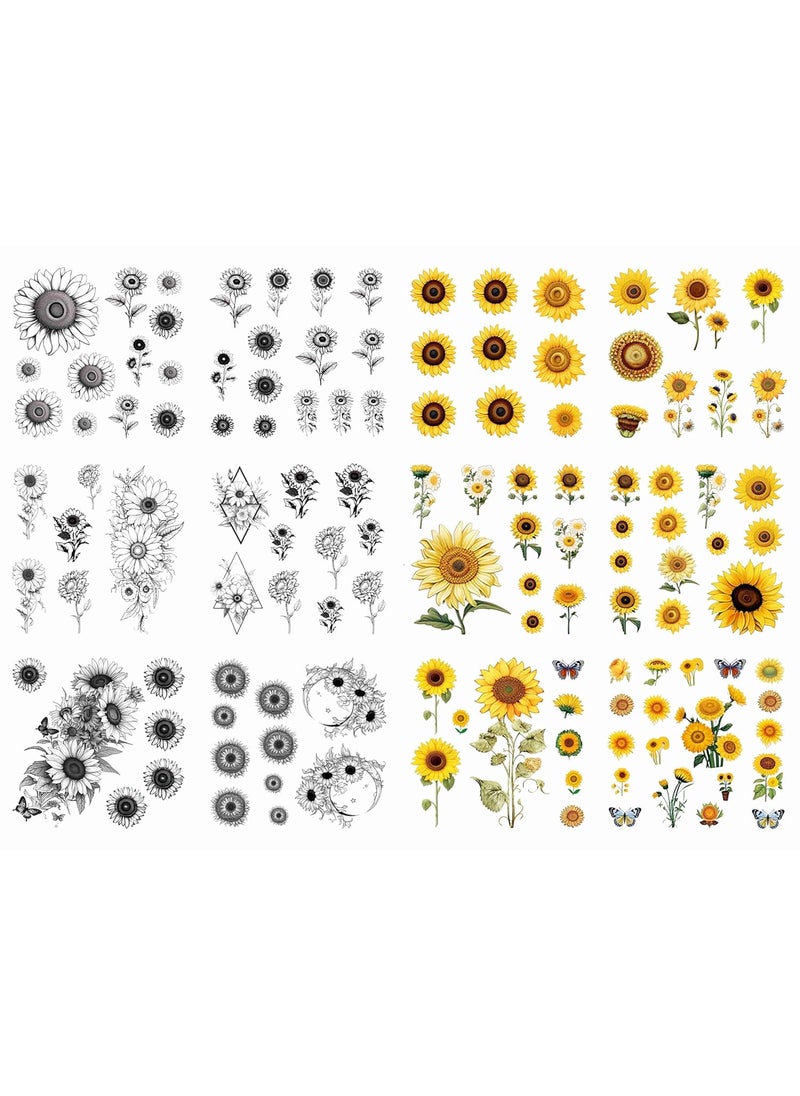 Sunflower Temporary Tattoo Realistic Sunflowers Fake tattoos for Women Girls Adults
