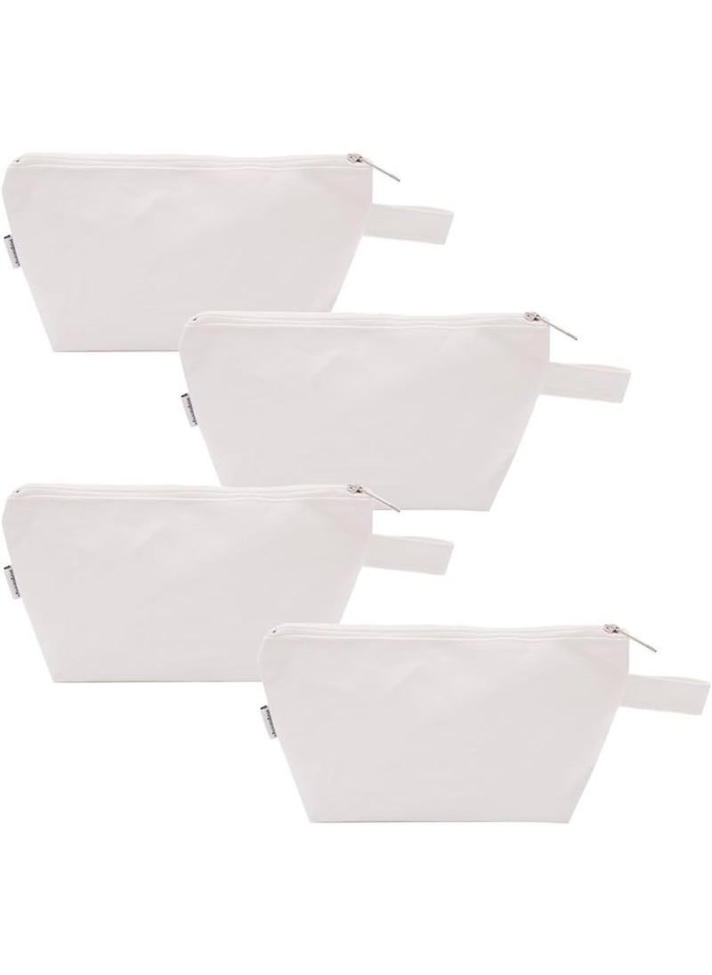 100% Cotton 16oz Heavy Duty Multi-Purpose Canvas Zipper Cosmetics Makeup Travel Toiletry Organizing Pouch 4-Pack