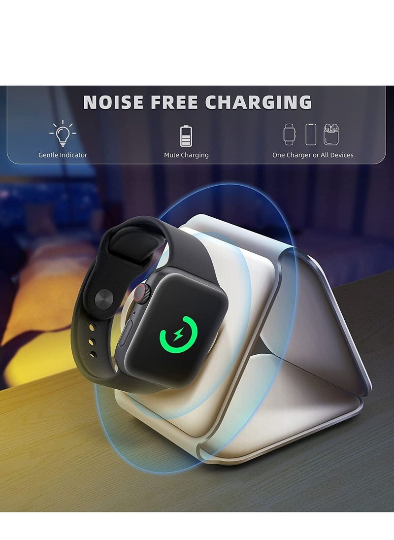 3 in 1 Wireless Charger Magnetic Foldable Charging Station Fast Wireless Charging Pad  White