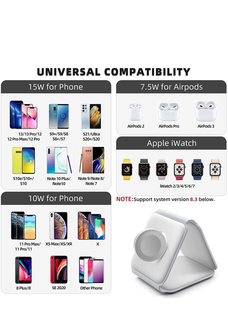 3 in 1 Wireless Charger Magnetic Foldable Charging Station Fast Wireless Charging Pad  White