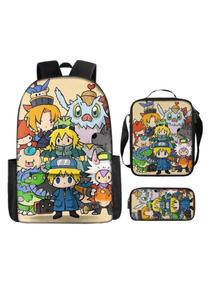 Cartoon three-piece schoolbag with front pocket - 413
