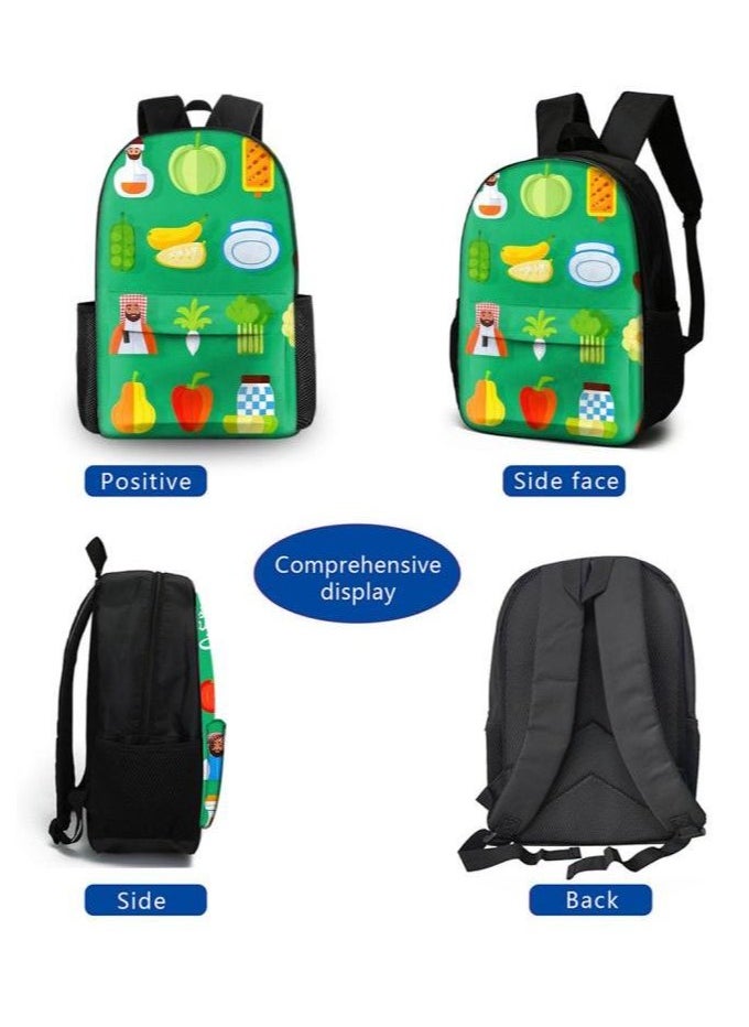Cartoon three-piece schoolbag with front pocket - 258