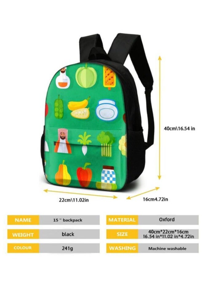 Cartoon three-piece schoolbag with front pocket - 258