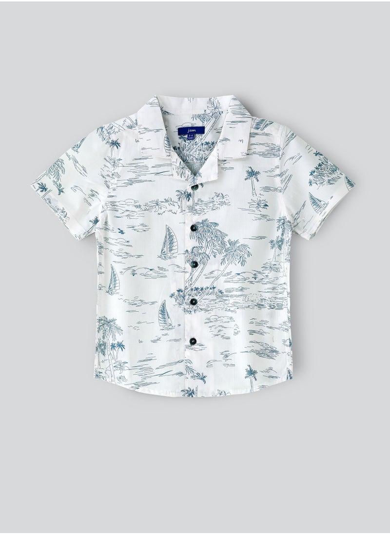 Boys' Tropical Print Cotton Casual Shirt