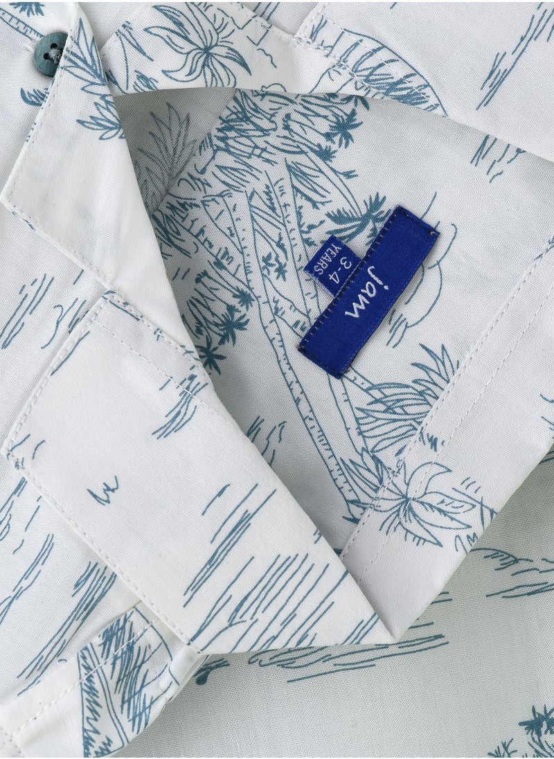 Boys' Tropical Print Cotton Casual Shirt