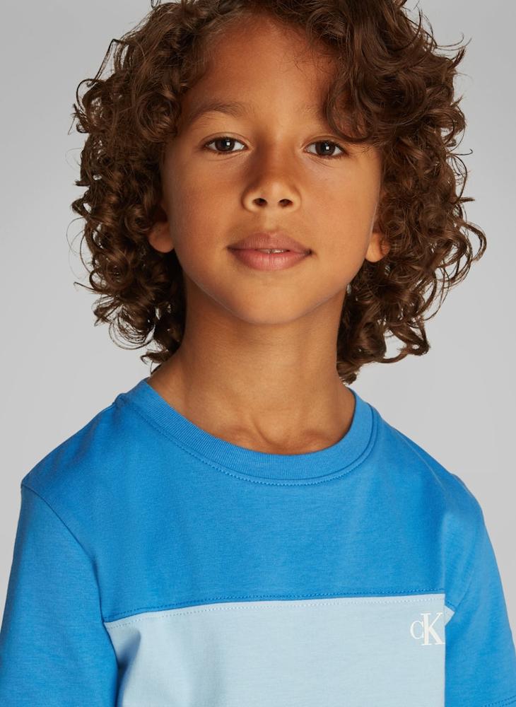 Kids 2 Pack Color Block Crew Neck T-Shirt