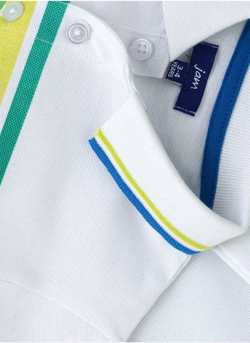 Boys' Multicolour Striped Cotton Polo Shirt