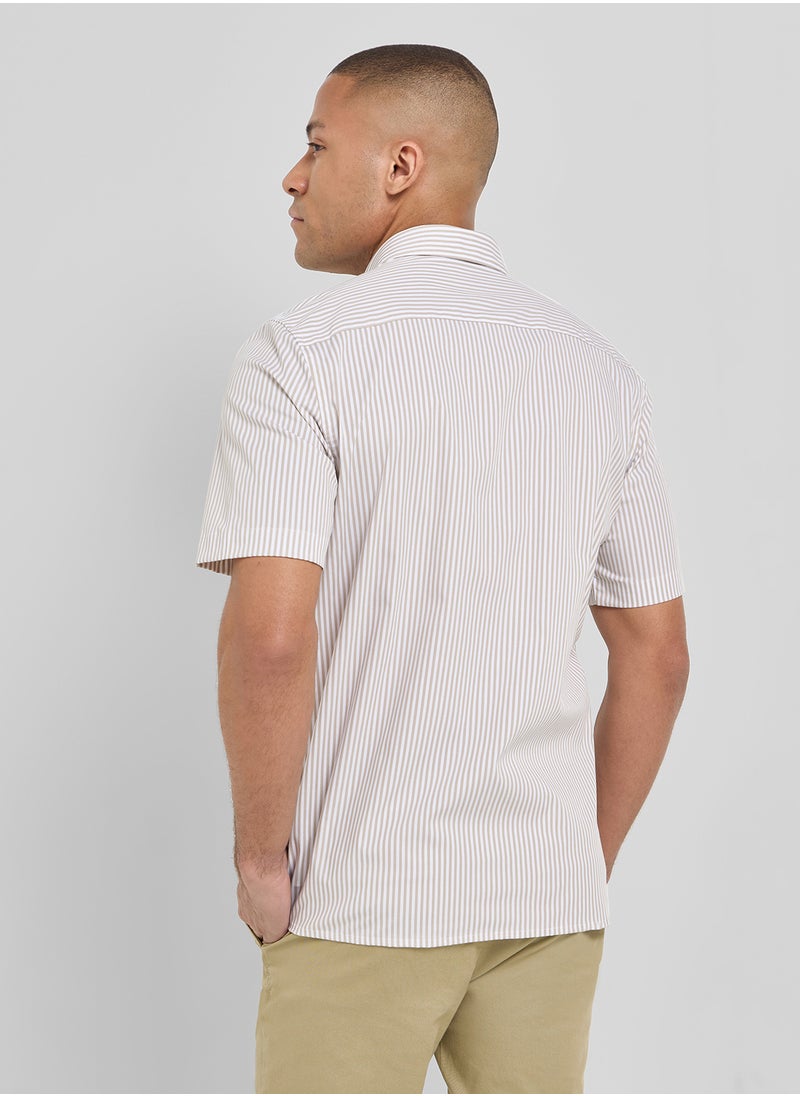 Poplin Stripe Short Sleeve Shirt