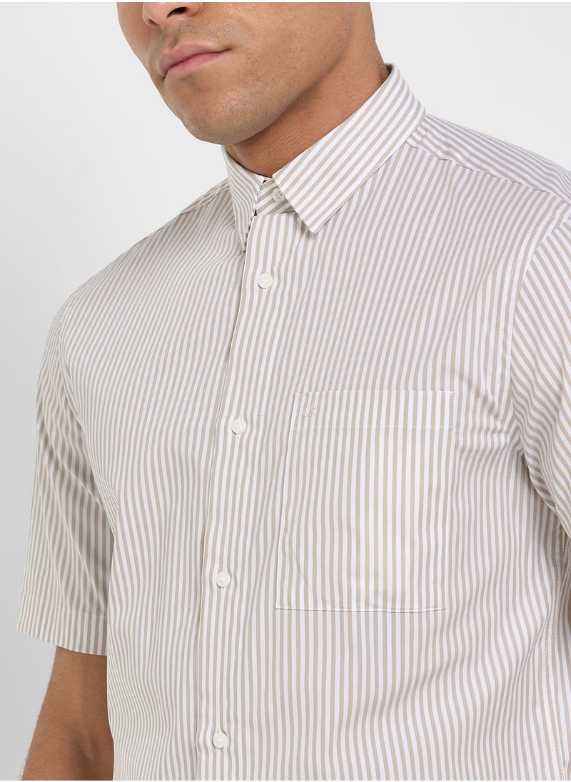 Poplin Stripe Short Sleeve Shirt