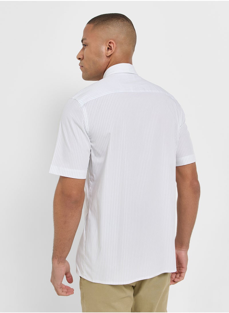 Poplin Stripe Short Sleeve Shirt