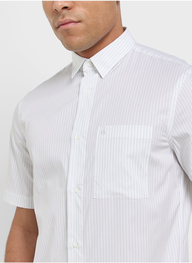 Poplin Stripe Short Sleeve Shirt