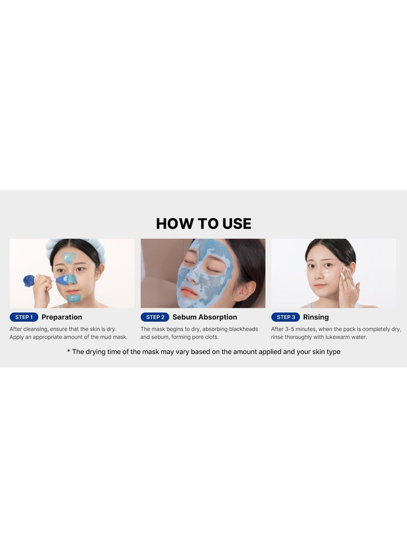 Zero Pore Blackhead Mud Facial Mask, Skin Cooling & Pore Tightening, 3-Minute Quick Dry, AHA BHA PHA, Deep Cleansing Clay, Korean Face Mask | 3.52 oz