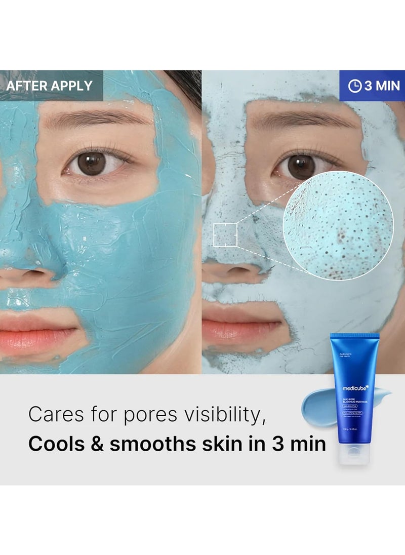 Zero Pore Blackhead Mud Facial Mask, Skin Cooling & Pore Tightening, 3-Minute Quick Dry, AHA BHA PHA, Deep Cleansing Clay, Korean Face Mask | 3.52 oz