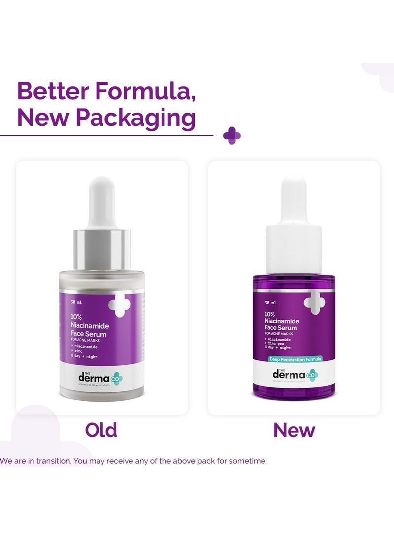 The Derma Co 10% Niacinamide Face Serum with 2% Zinc | Fades Acne Marks | Fights Acne | Controls Oil Production | Reduces Dark Spots | 30 ml