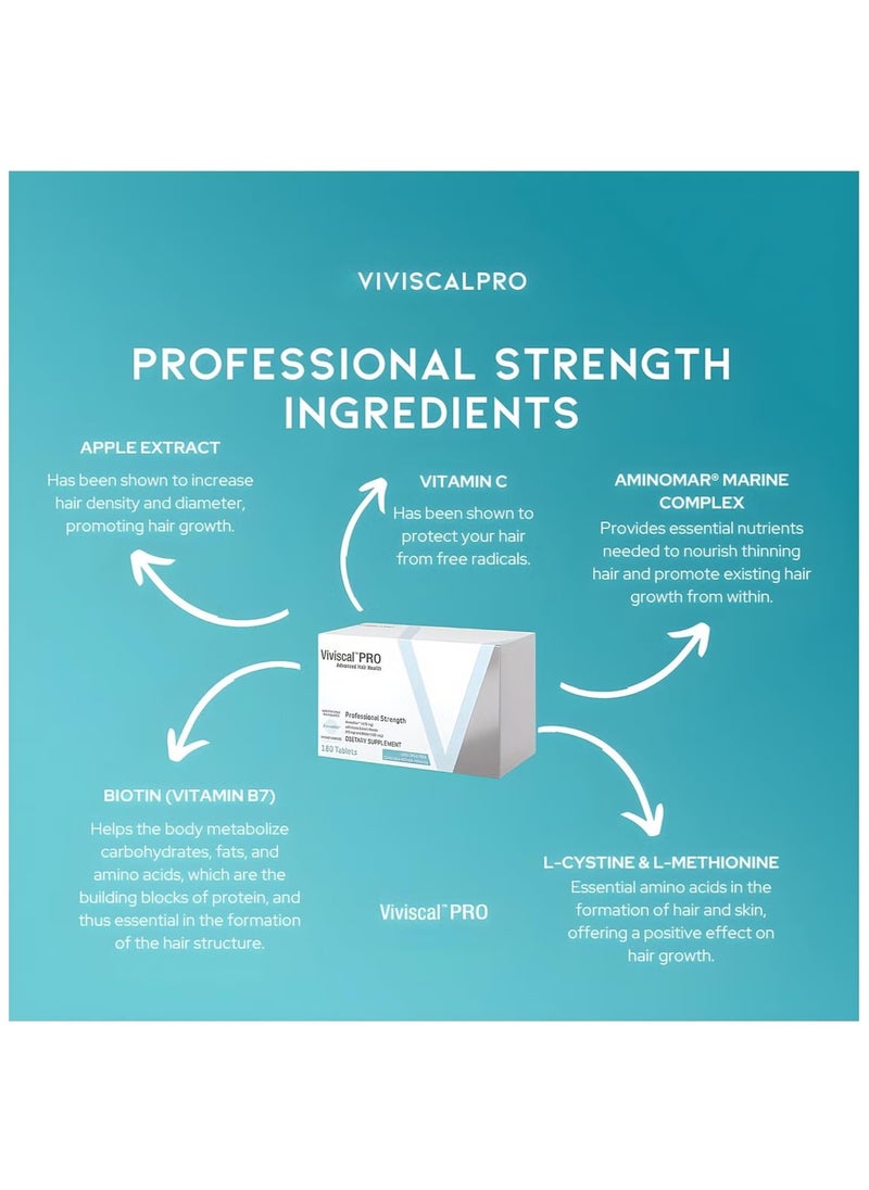 Viviscal Pro Hair Health 180 Tablets 3-Month Supply Clinically Proven Hair Growth Formula