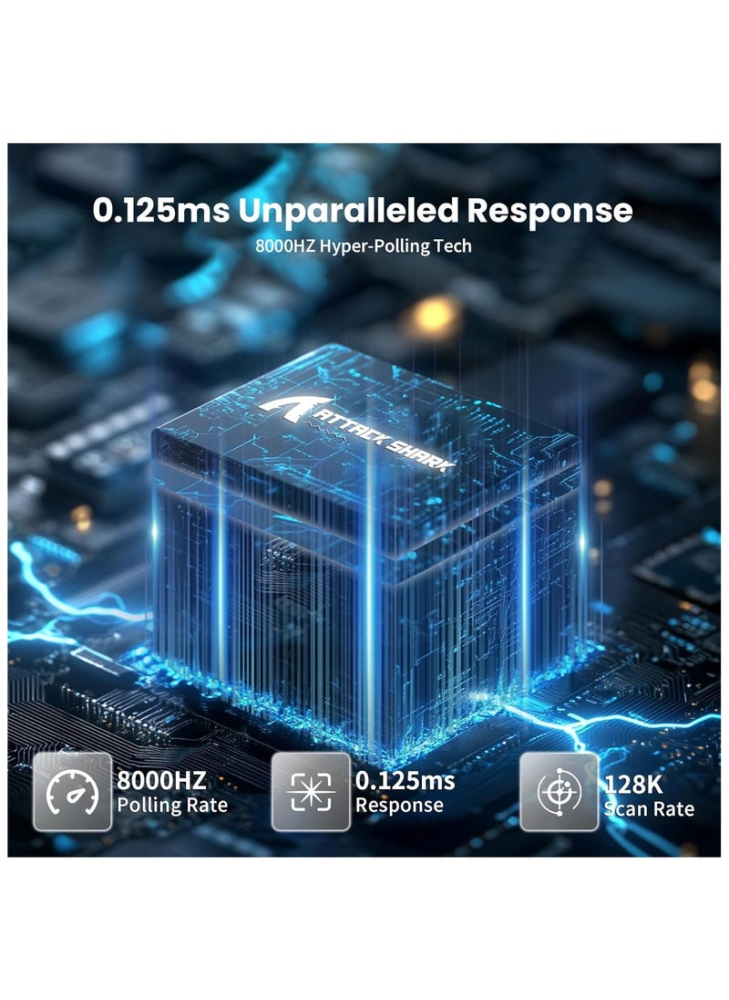 ATTACK SHARK X68 HE 8KHZ Rapid Trigger Keyboard Magnetic Switch,0.01 mm RT Accuracy,Wired RGB 60% Gaming Keyboard TKL with Adjustable Actuation,Snap Tap,Coiled Cable,for PC/Mac(Black)