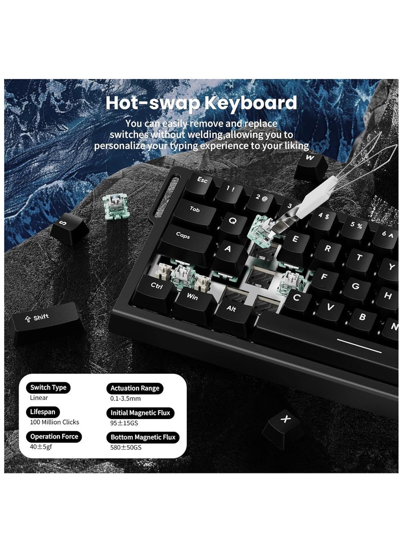 ATTACK SHARK X68 HE 8KHZ Rapid Trigger Keyboard Magnetic Switch,0.01 mm RT Accuracy,Wired RGB 60% Gaming Keyboard TKL with Adjustable Actuation,Snap Tap,Coiled Cable,for PC/Mac(Black)
