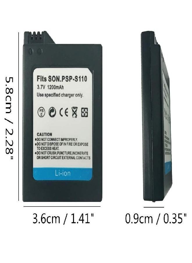 TFSeven 2Pcs High Capacity Rechargeable Lithium Ion Replacement Battery PSP-S110 Compatible for Sony PSP Slim Portable Playstation PSP-2000, PSP-2001, PSP-3000, PSP-3001, PSP-3002, PSP-3004