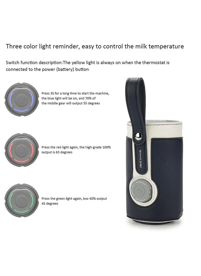 Portable Bottle Warmer, with 3 Temperature Control, Travel Smart Insulation Milk Bottle Cover Bag, USB Baby Bottle Warmer for Breastmilk or Formula for Travel and Other Outdoor Activities