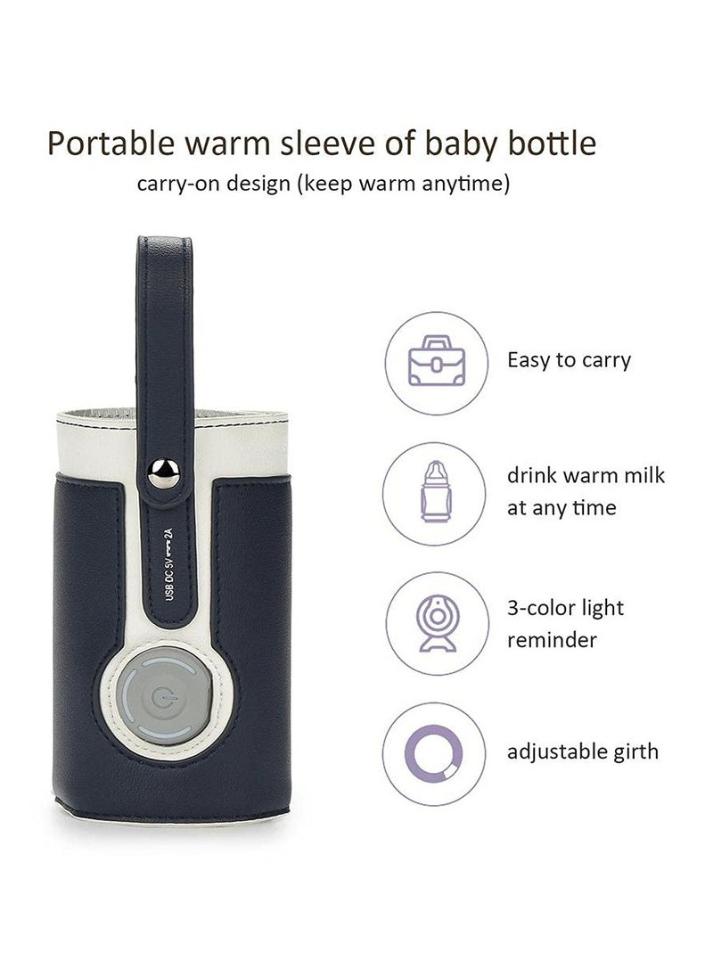 Portable Bottle Warmer, with 3 Temperature Control, Travel Smart Insulation Milk Bottle Cover Bag, USB Baby Bottle Warmer for Breastmilk or Formula for Travel and Other Outdoor Activities