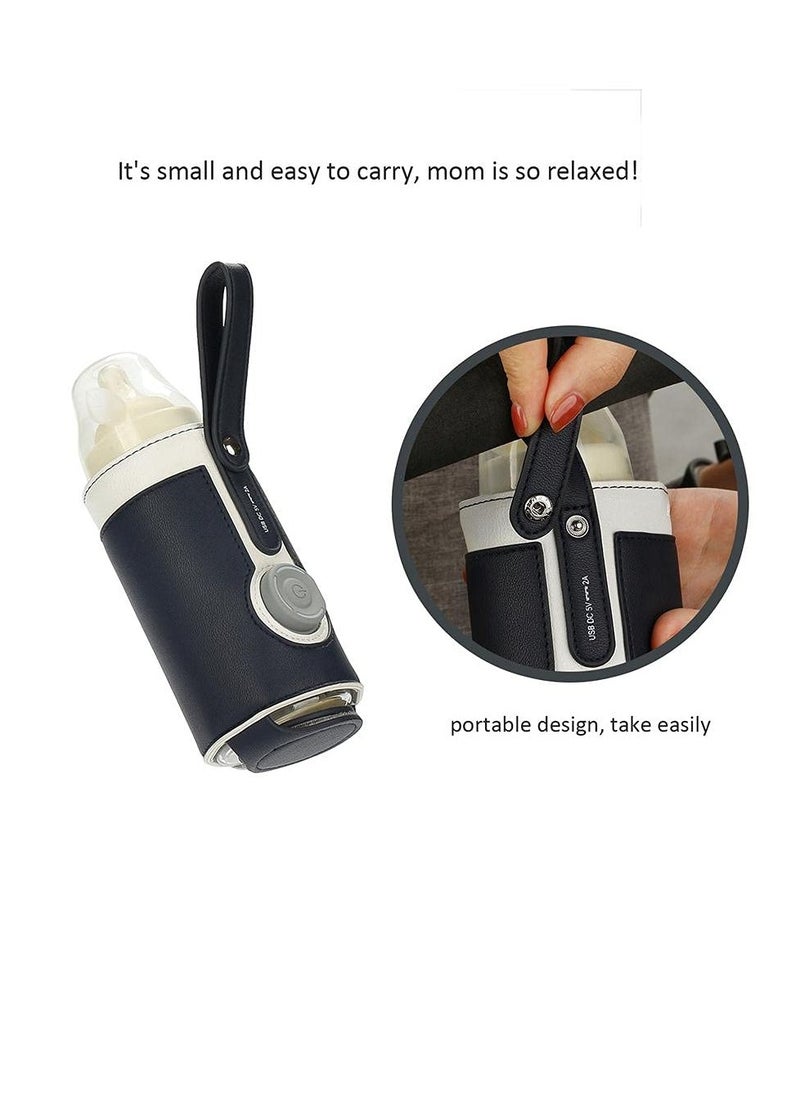 Portable Bottle Warmer, with 3 Temperature Control, Travel Smart Insulation Milk Bottle Cover Bag, USB Baby Bottle Warmer for Breastmilk or Formula for Travel and Other Outdoor Activities