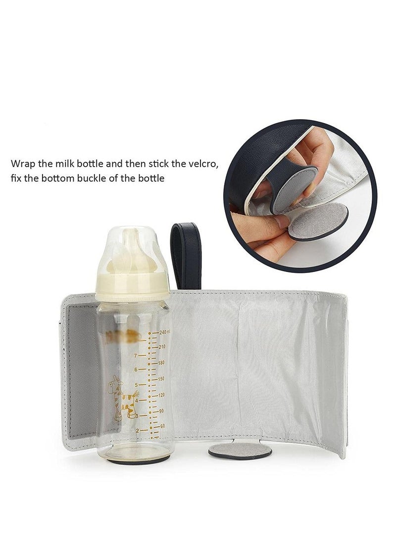 Portable Bottle Warmer, with 3 Temperature Control, Travel Smart Insulation Milk Bottle Cover Bag, USB Baby Bottle Warmer for Breastmilk or Formula for Travel and Other Outdoor Activities
