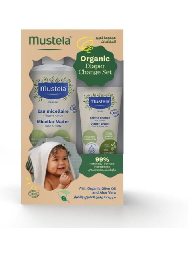 Organic Diaper Change Set - Certified Organic No-Rinse Micellar Water 400 ML And Certified Organic Diaper Cream 75 ML