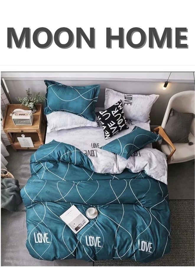 King/Queen/Single size Soft and Breathable Microfiber Hypoallergenic Beautiful Design Duvet Cover Set ,set includes 1 Comforter Cover, 1 Fitted Bedsheet, 4 Pillowcases