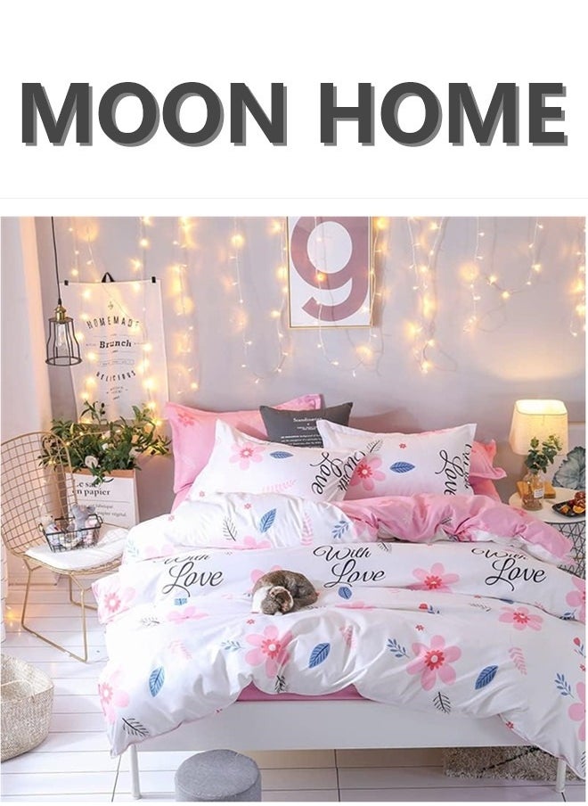 King/Queen/Single size Soft and Breathable Microfiber Hypoallergenic Beautiful Design Duvet Cover Set ,set includes 1 Comforter Cover, 1 Fitted Bedsheet, 4 Pillowcases