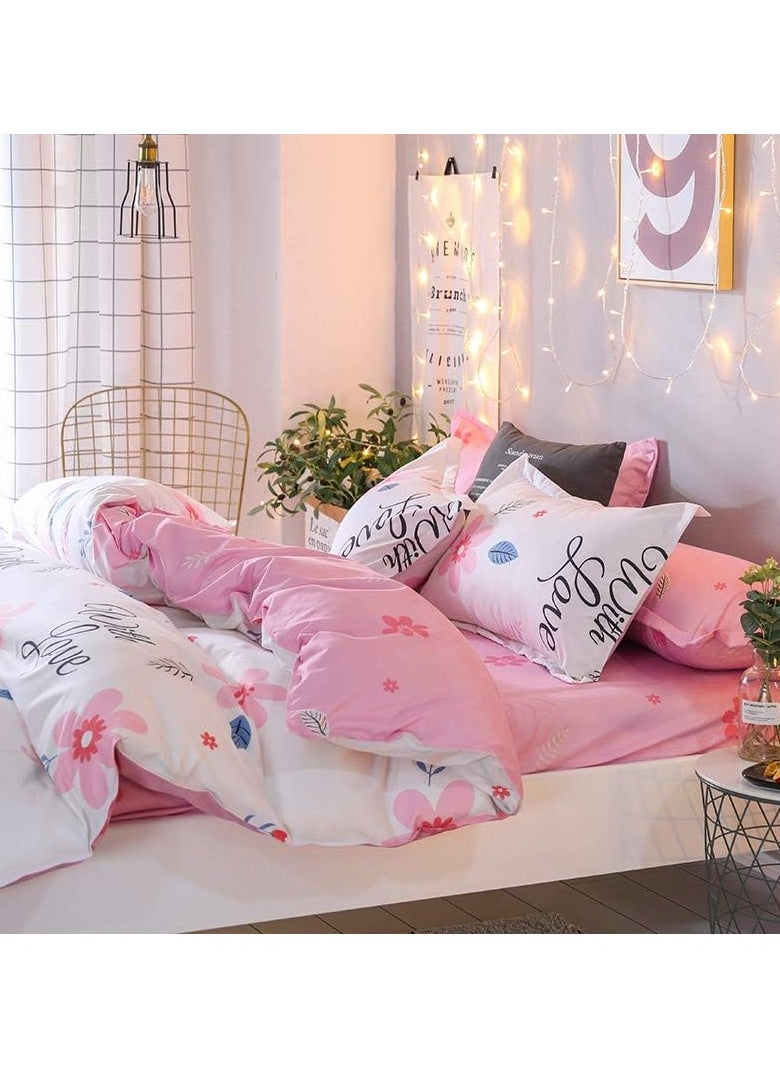 King/Queen/Single size Soft and Breathable Microfiber Hypoallergenic Beautiful Design Duvet Cover Set ,set includes 1 Comforter Cover, 1 Fitted Bedsheet, 4 Pillowcases