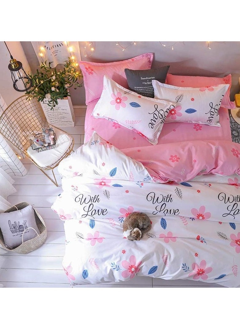 King/Queen/Single size Soft and Breathable Microfiber Hypoallergenic Beautiful Design Duvet Cover Set ,set includes 1 Comforter Cover, 1 Fitted Bedsheet, 4 Pillowcases