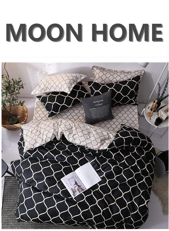 King/Queen/Single size Soft and Breathable Microfiber Hypoallergenic Beautiful Design Duvet Cover Set ,set includes 1 Comforter Cover, 1 Fitted Bedsheet, 4 Pillowcases