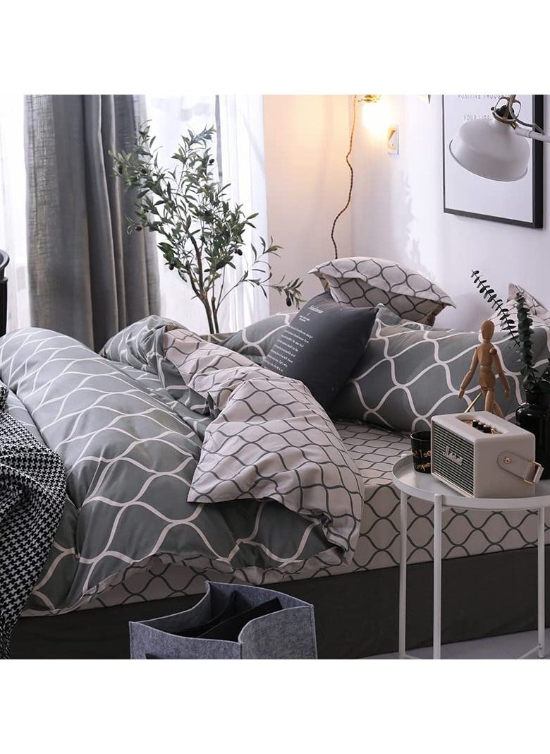 King/Queen/Single size Soft and Breathable Microfiber Hypoallergenic Beautiful Design Duvet Cover Set ,set includes 1 Comforter Cover, 1 Fitted Bedsheet, 4 Pillowcases