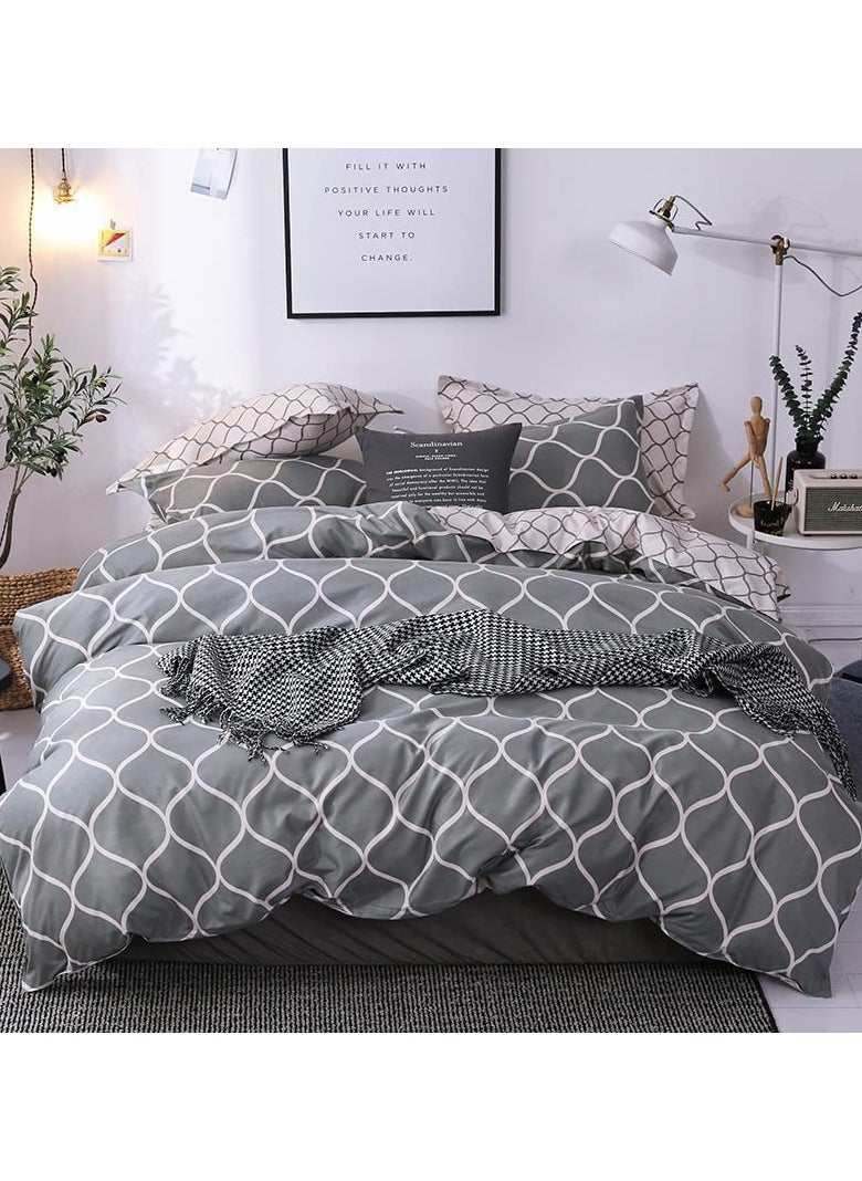 King/Queen/Single size Soft and Breathable Microfiber Hypoallergenic Beautiful Design Duvet Cover Set ,set includes 1 Comforter Cover, 1 Fitted Bedsheet, 4 Pillowcases